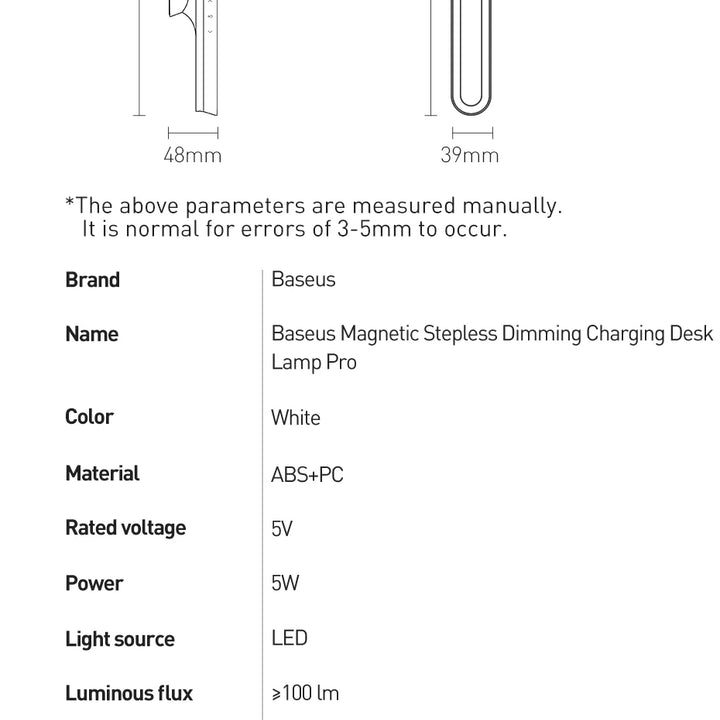 Baseus Magnetic Desk Lamp Hanging LED Table Lamp Chargeable Stepless Dimming Cabinet Night Light Closet Wardrobe Study Read Lamp