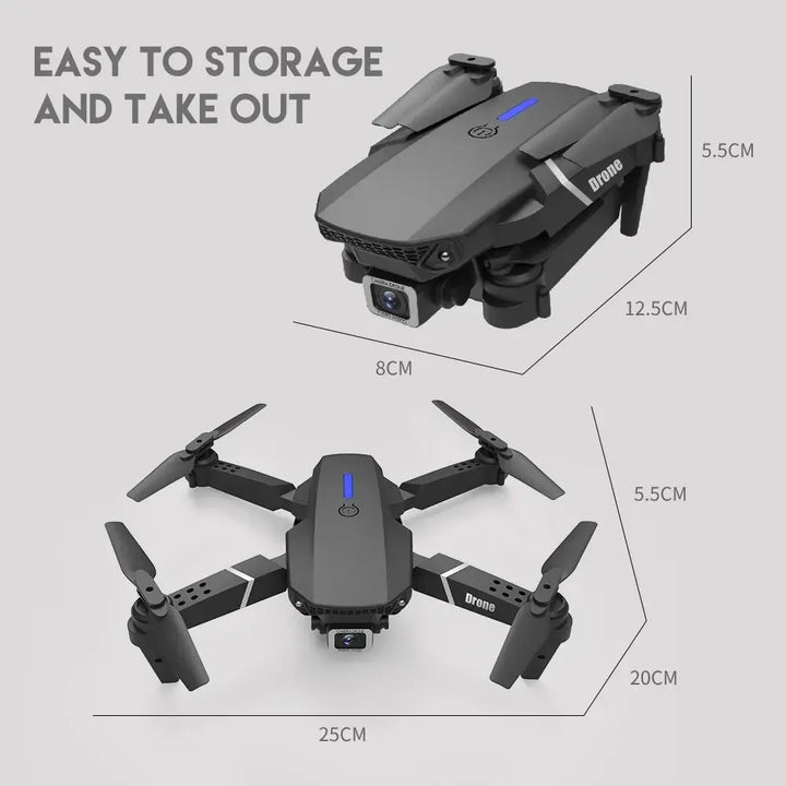 2024 E88Pro RC Drone 4K 1080P Wide Angle HD Camera Foldable Helicopter WIFI FPV Height Hold Gift Toy