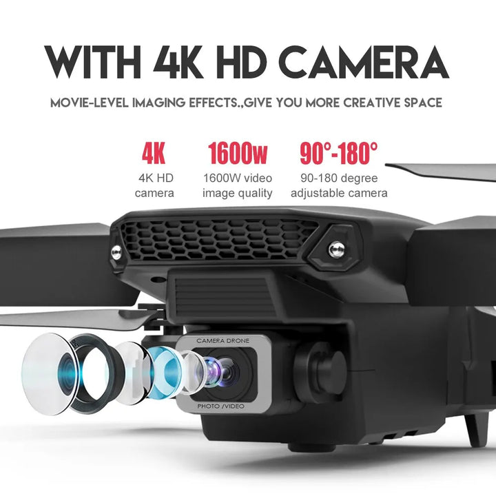 2024 E88Pro RC Drone 4K 1080P Wide Angle HD Camera Foldable Helicopter WIFI FPV Height Hold Gift Toy